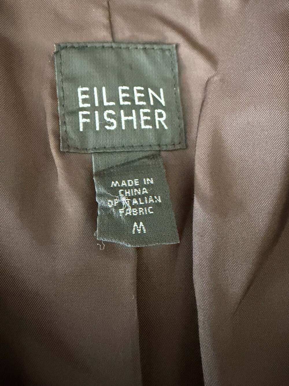 Eileen Fisher Dark Brown Open-Front Stretch Crepe Long Jacket Sz. M - Picture 5 of 5